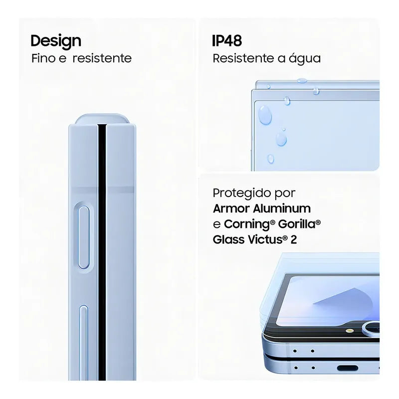 Teléfono Celular Samsung Galaxy Z Flip6 5g, 512 Gb, 12 Gb De Ram, Pantalla 6.7, Cámara. Dual+ Selfie De 50 Megapíxeles, Galaxy Air Blue - Excelente (Reacondicionado)