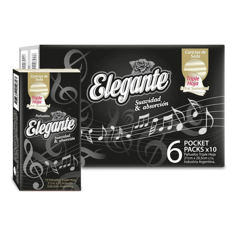 Caja Pañuelos Elegante Pocket Triple Hoja 27 Packs X 6 X10u Blanco