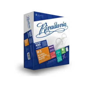 Repuesto Rivadavia N°3 Con Banda X 480 Cuadriculado Blanco Mate