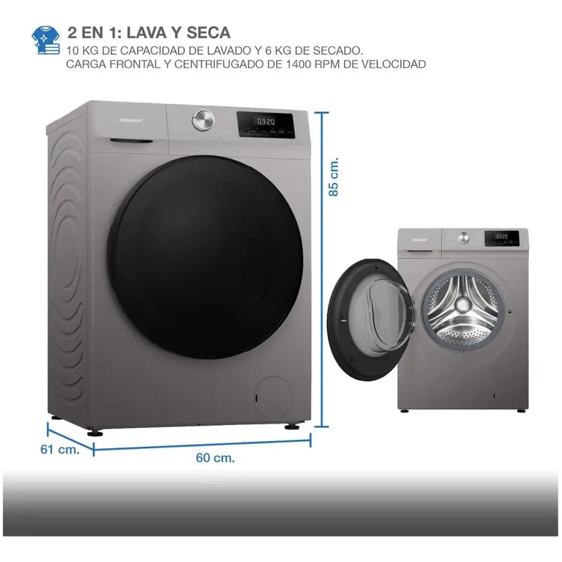 Lavasecarropas Inverter Peabody Pe-lsh10s 10 Kg Gris Titanio