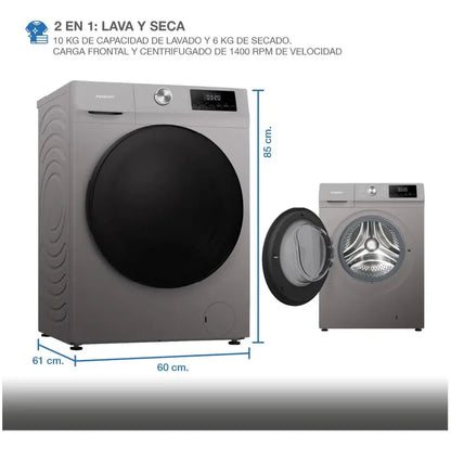 Lavasecarropas Inverter Peabody Pe-lsh10s 10 Kg Gris Titanio