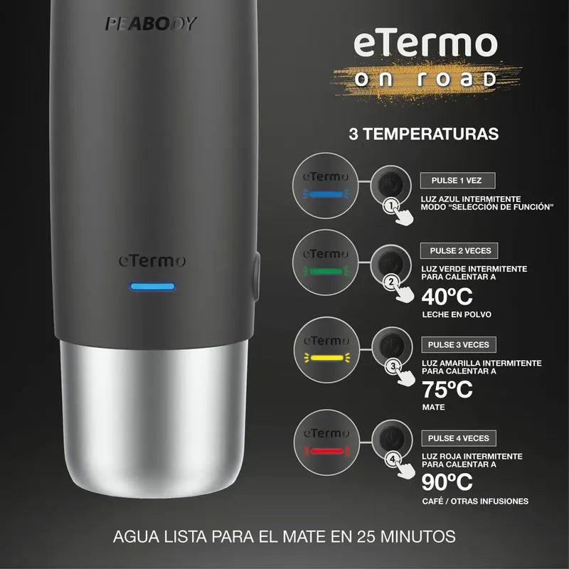 Termo Eléctrico Peabody Pe-etl500s Inoxidable 500ml Color Plateado
