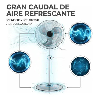 Ventilador De Pie Peabody Pe-vp250 Turbo Con Palas De Metal 50 Hz/60 Hz 50.8 Cm Gris 3