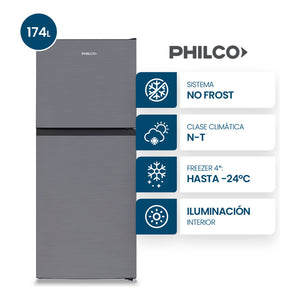 Heladera Philco Top Mount No Frost 174l Inox - Phnt198x2