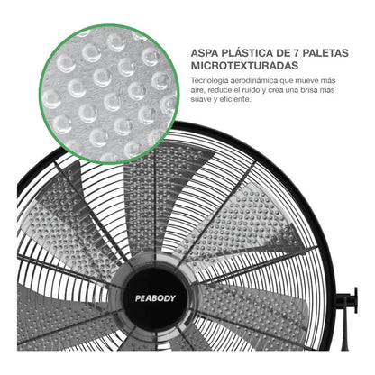 Ventilador Turbo A Bateria Peabody Pe-vtb1630n 24v Con 7 Asp 40.64 Cm Negro 7