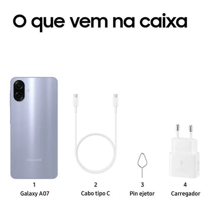 Samsung Galaxy A07 128 Gb, Teléfono Celular De 4 Gb, Cámara De 50 Mp, Pantalla 6.7, Protección Ip54, Procesador De 6 Nm, Violeta