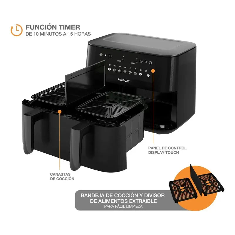Freidora De Aire Peabody Regulable Xl 9lts Pe-afdb910n Negro Negro