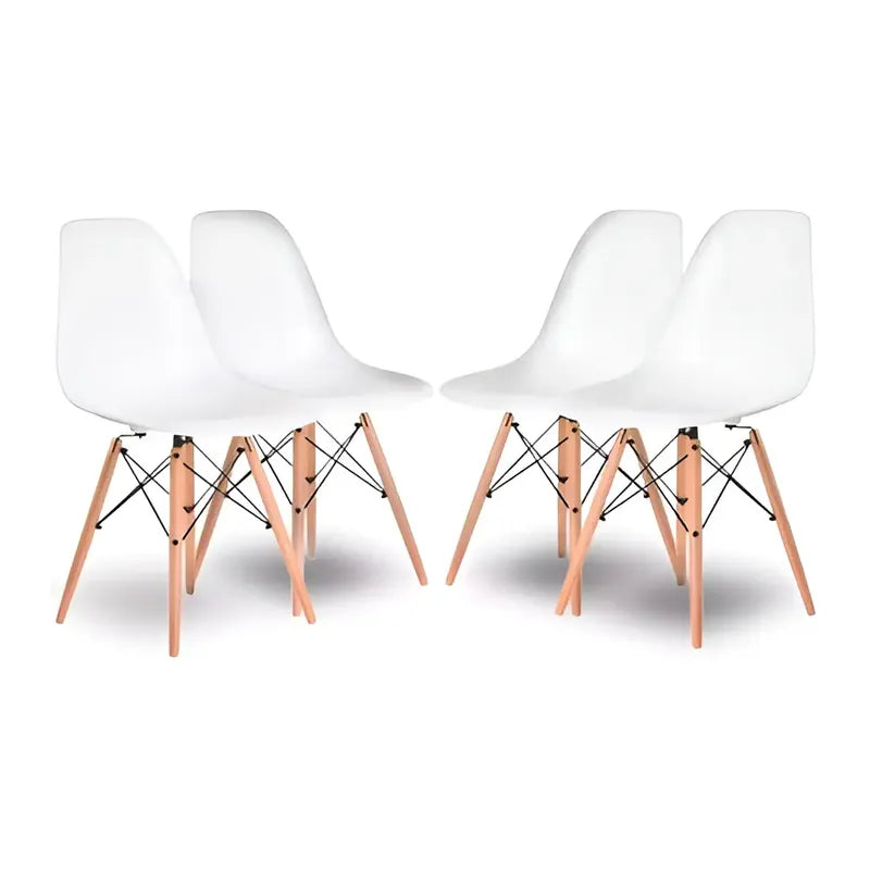 Silla Eames X4 Diseño Living Comedor Cocina Full Baires4 Cantidad De Sillas Por Set 4 Color De La Estructura De La Silla Blanco Liso