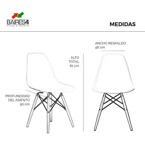 Silla Eames X4 Diseño Living Comedor Cocina Full Baires4 Cantidad De Sillas Por Set 4 Color De La Estructura De La Silla Negro Liso