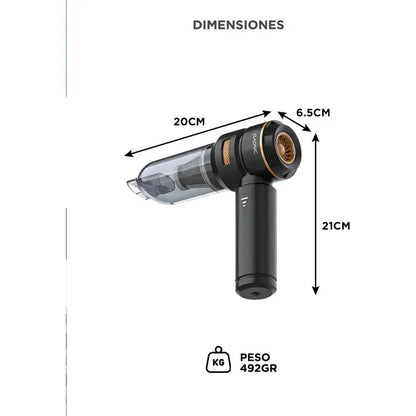 Aspiradora De Mano Gadnic 100w 15kpa Inalambrica Bateria 11.1v Motor Brushless Filtro Hepa Lavable Funcion Soplado Inflado Negro