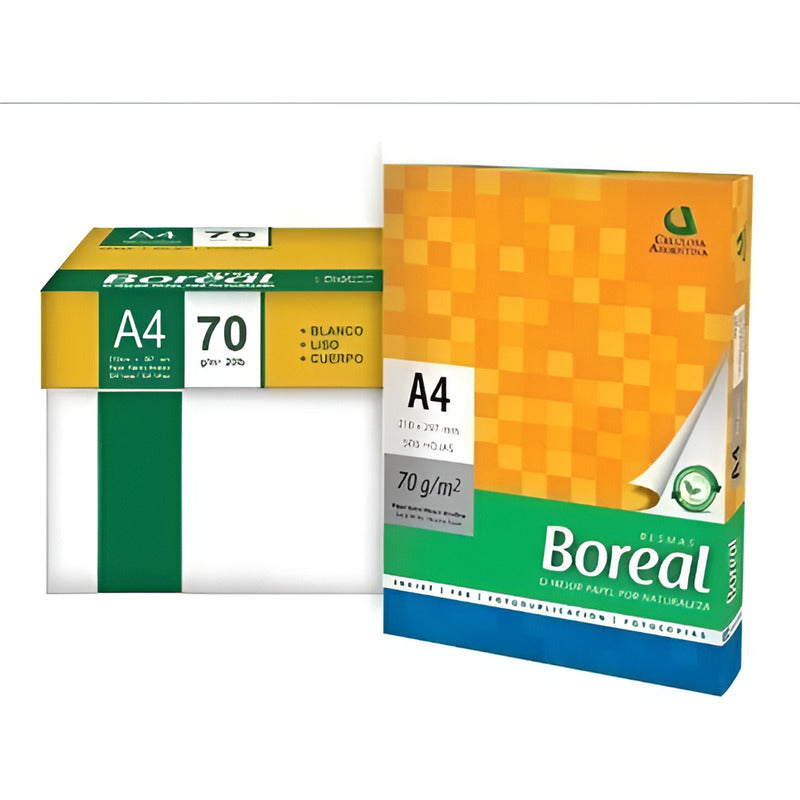 Kit 10 Resmas A4 Boreal 70 Gramos Papel Blanco Caja X10 U Blanco