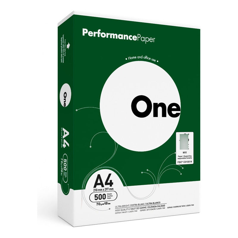 Resmas One A4 70g Caja X5 Papel Blanco Blanco