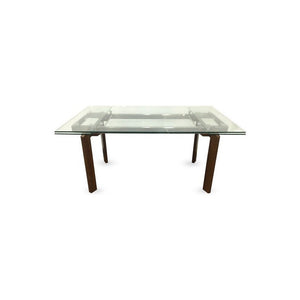 Mesa De Comedor 98 Paint Extensible Tapa De Vidrio Templado Marrón