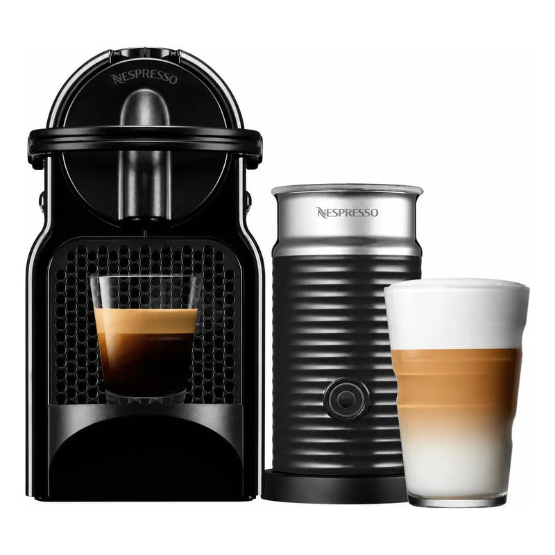 Cafetera Nespresso Inissia Automática Negra Con Espumador Ae Negro