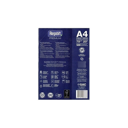 Resma Report A4 Multifunción De 500 Hojas De 75g Color Blanco De 10 Unidades Por Pack