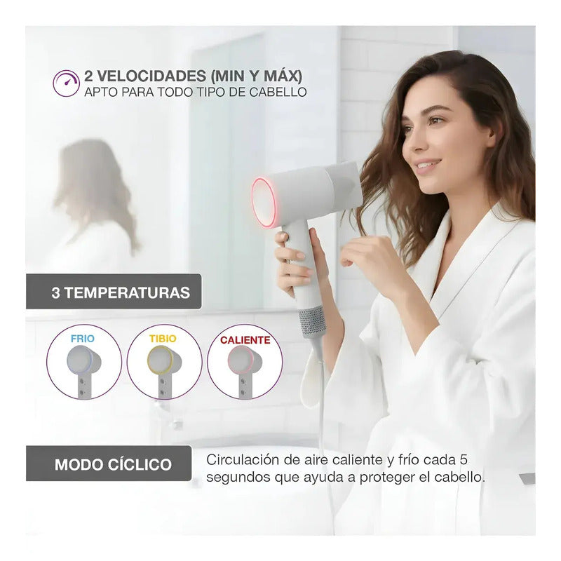 Secador De Pelo 1600w Peabody Spdc01b C/accesorios Blanco