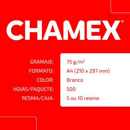Resma Chamex Premium A4 75 Gr Caja X5 Papel Alta Calidad Color Blanco