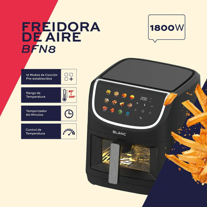 Freidora De Aire Blanc Digital 12 Programas 8l 1800w Bfn8 Negro 8 Litros