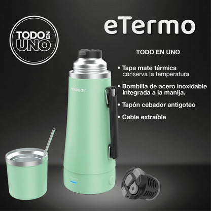 Termo Electrico Peabody Et1001v E-termo 1l Mate Bombilla P2 Color Verde