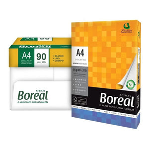 Kit X 4 Resmas A4 Boreal 90 Gr 500 Hojas Papel Obra Caja Blanco