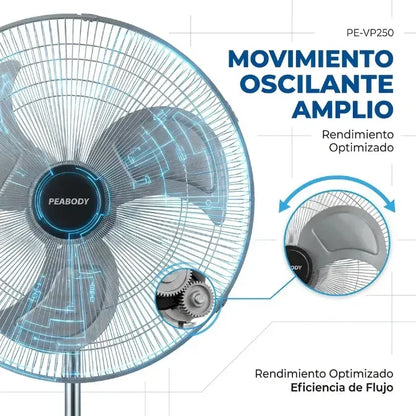 Ventilador De Pie Peabody Pe-vp250 Turbo Con Palas De Metal 50 Hz/60 Hz 50.8 Cm Gris 3