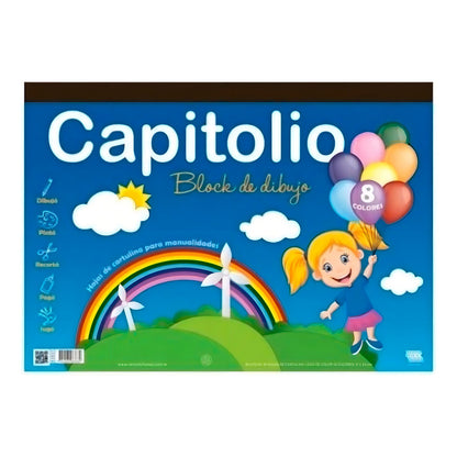 Block De Dibujo Capitolio N-5 Color Por 24 Hojas Block 8 Colores 22x30cm Color Clásicos Liso