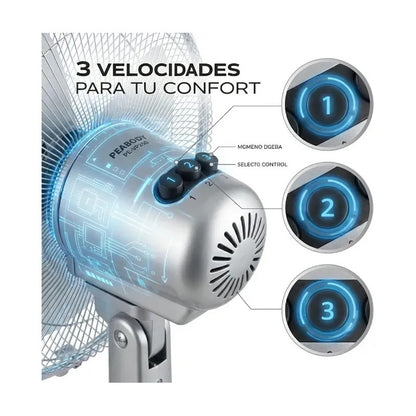Ventilador De Pie Peabody Pe-vp250 Turbo Con Palas De Metal 50 Hz/60 Hz 50.8 Cm Gris 3