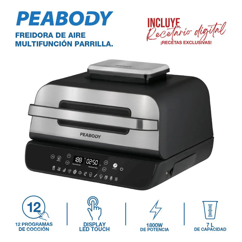 Freidora De Aire Peabody Pe-afg03n 7l Negra 1.8kw Color Negro