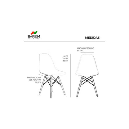 Silla Eames X4 Diseño Living Comedor Cocina X4  Negro