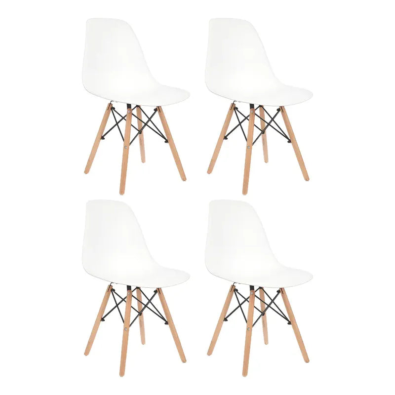 Combo X4 Silla Eames De Comedor Interior Nordica Gardenlife Color Blanco