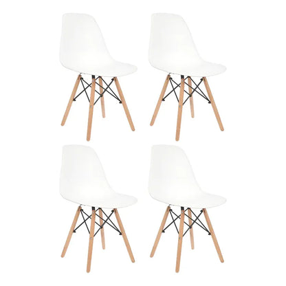 Combo X4 Silla Eames De Comedor Interior Nordica Gardenlife Color Blanco