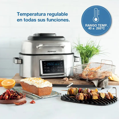 Freidora De Aire Peabody Con Grill 6 Litros 1600 Watts Pe-afg01ix Color Plateado