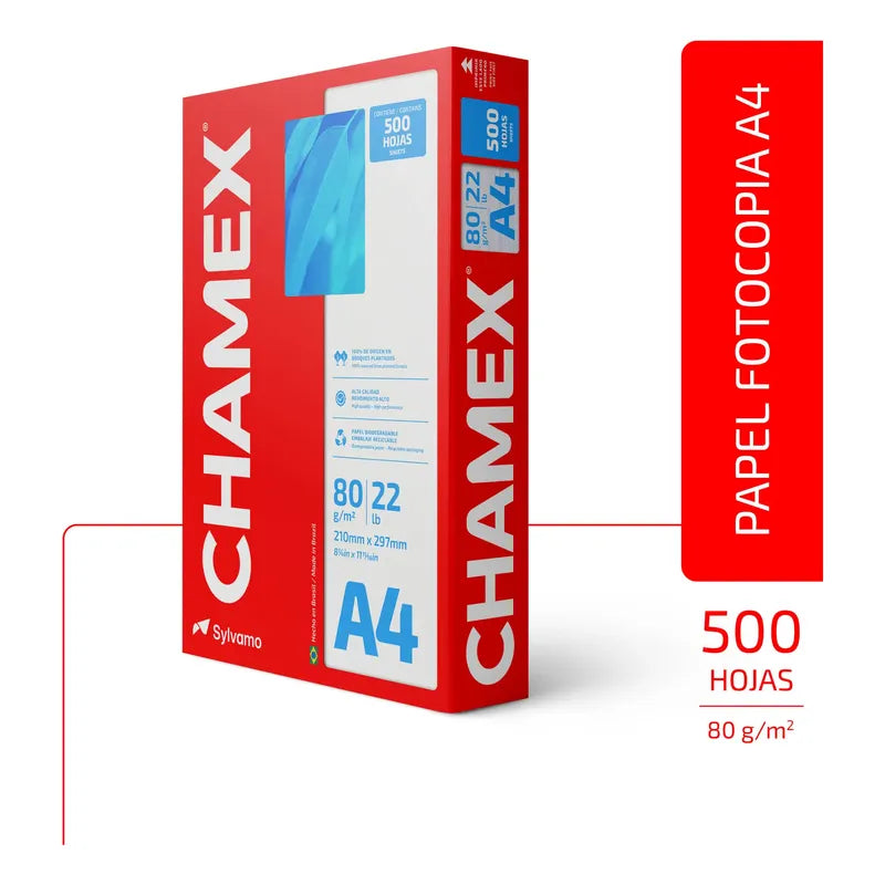 Resma Chamex Premium A4 80 Gr Caja X5 Papel Alta Calidad Blanco