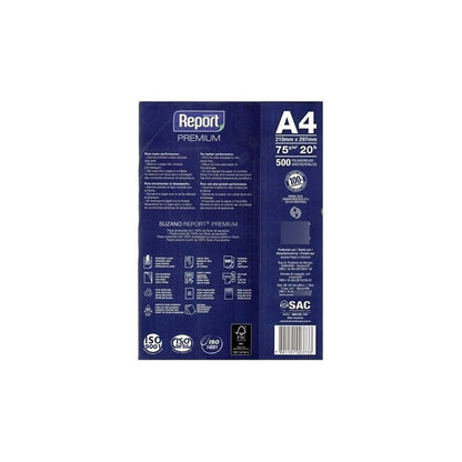 Resma Report A4 Multifunción De 500 Hojas De 75g Blanco X10 - Blanco