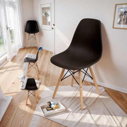 Silla Eames Diseño Patas Madera Dsw Colores X4 Color Del Asiento Negro