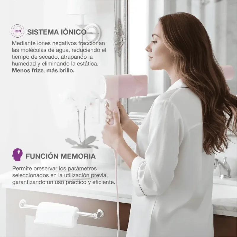 Secador De Pelo Peabody 1600w Spdc02p C/accesorios Rosa Claro