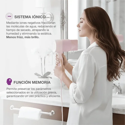 Secador De Pelo Peabody 1600w Spdc02p C/accesorios Rosa Claro