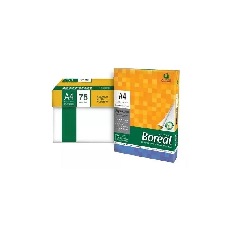 Papel Boreal A4 75g Blanco Alcalino Pack 10 Resmas 21x29.7cm