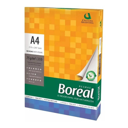 Papel Boreal A4 75g Blanco Alcalino Pack 10 Resmas 21x29.7cm