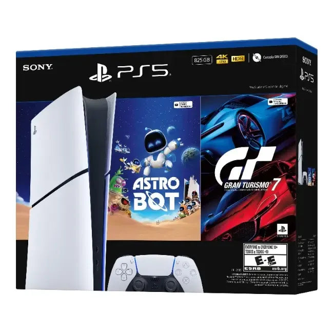Sony Playstation 5 Consola Slim Digital + Juego Astro Bot Y Gt7 Blanco