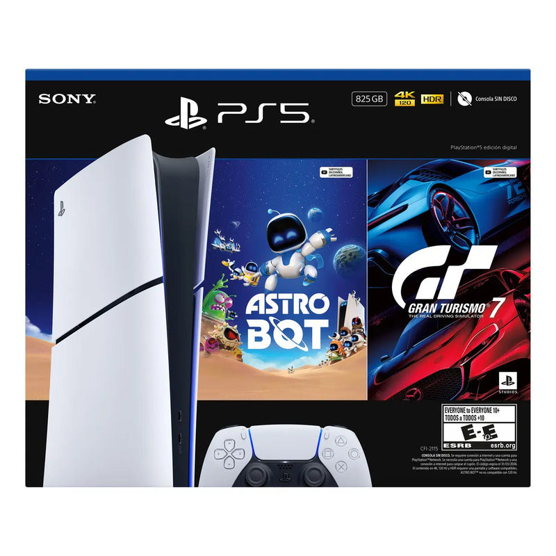 Sony Playstation 5 Consola Slim Digital + Juego Astro Bot Y Gt7 Blanco