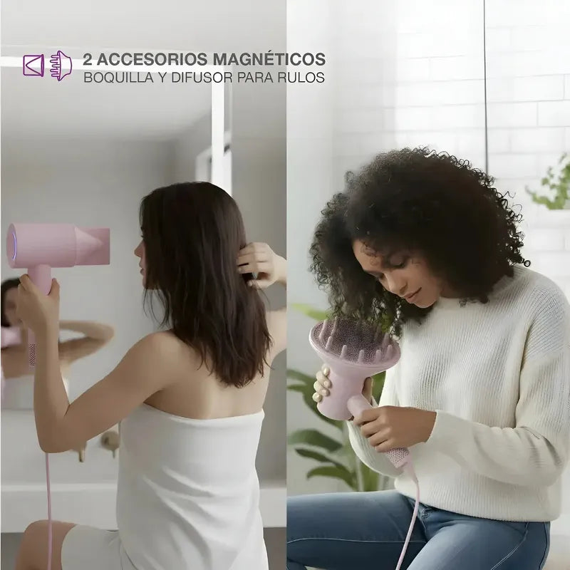 Secador De Pelo Peabody 1600w Spdc02p C/accesorios Rosa Claro