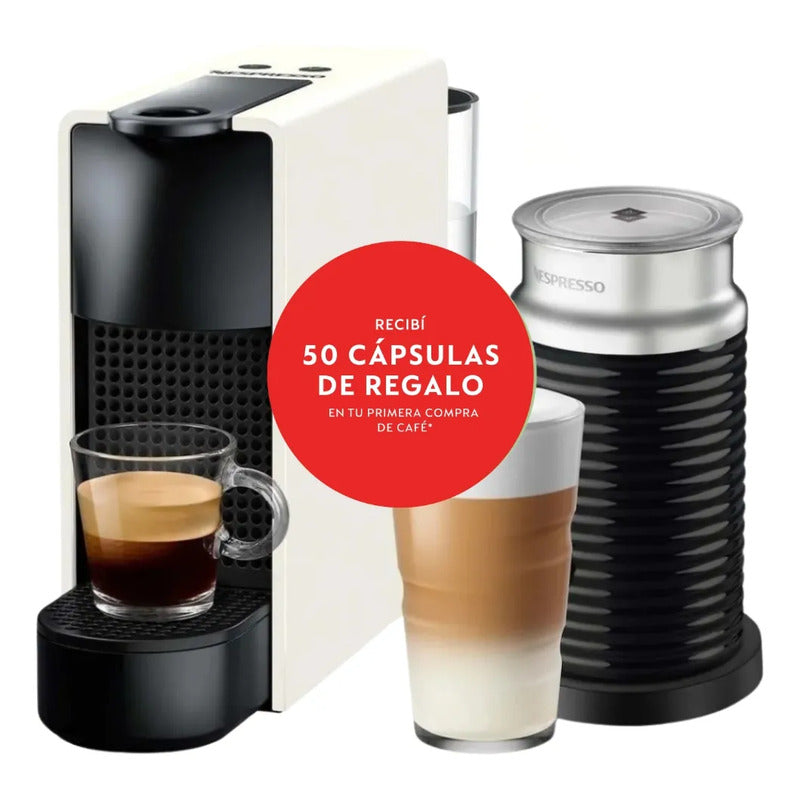 Cafetera Nespresso Essenza Mini Blanco + Espumador Aeroccino