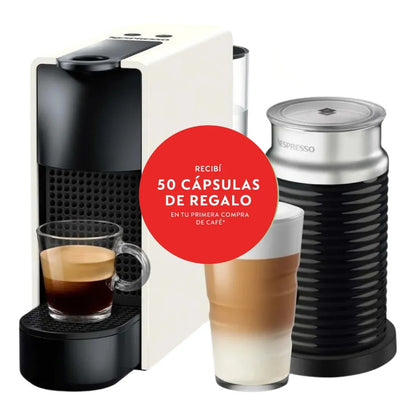 Cafetera Nespresso Essenza Mini Blanco + Espumador Aeroccino