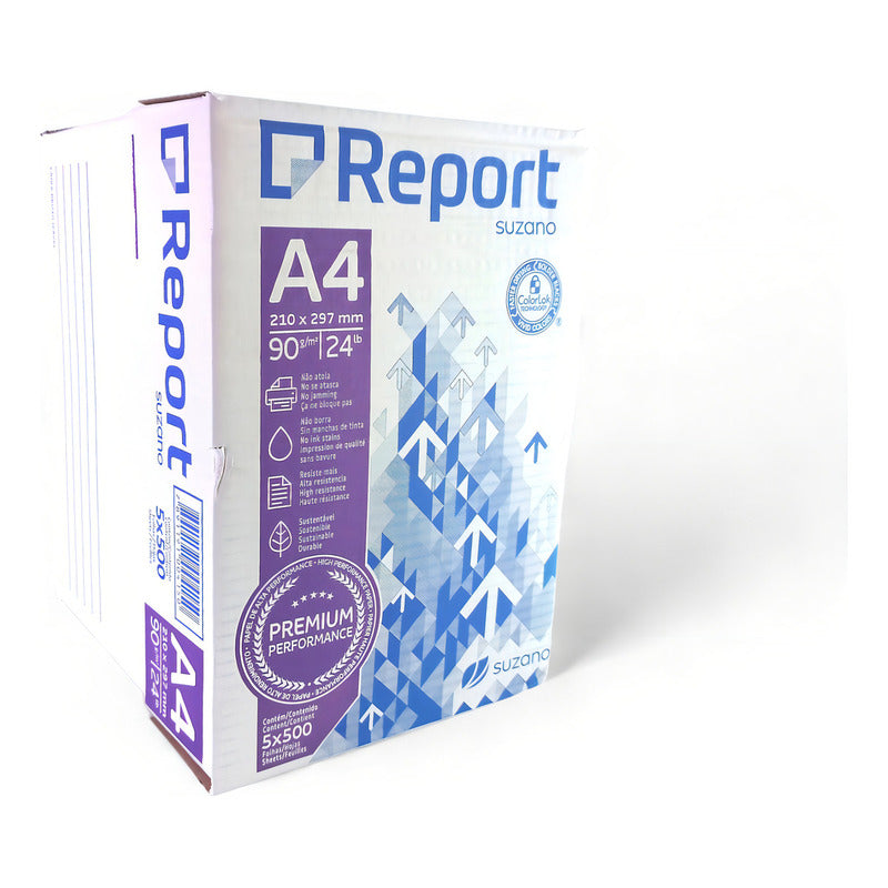 Resma Report A4 90gr Multifuncion Caja X 5 Unidades Blanco