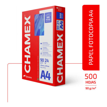 Resma Chamex Premium A4 90 Gr Caja X5 Papel Alta Calidad Blanco