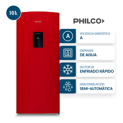 Heladera Philco One Door Cíclica Con Dispenser 161l Roja- Phsd179rd2