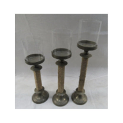 Fanal Farol Candelabro Metal Portavelas Vidrio Chico