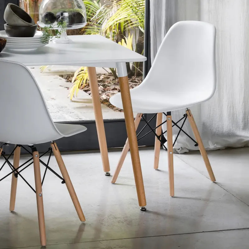 Combo X4 Silla Eames De Comedor Interior Nordica Gardenlife Color Blanco