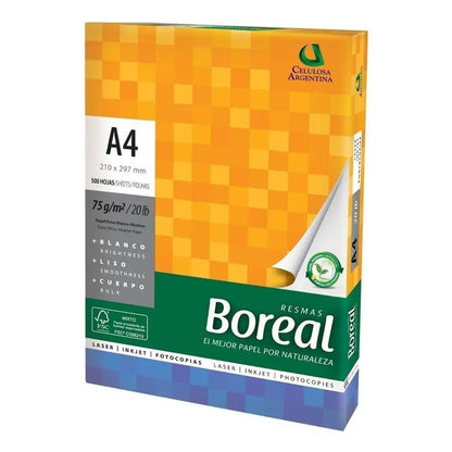 Resma Boreal A4 Multifunción De 500 Hojas De 75g Color Blanco Por Unidad